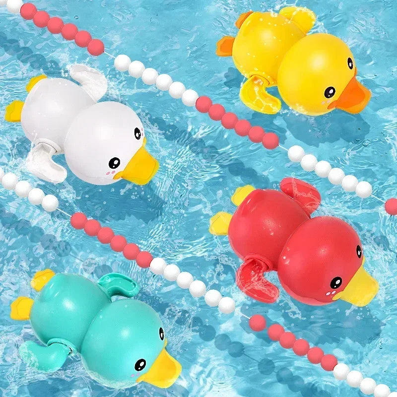 Baby Bath Toys Bathing Cute Swimming Duck Pool Beach Classic Chain Clockwork Water Toy For Kids Water Playing Toys