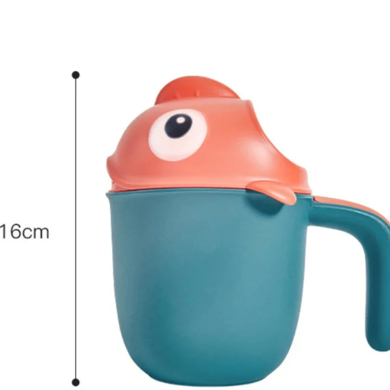 Baby Bath Shower Head Rinse Cup Cartoon Shark Cute Bathing Toy for 0-6 Years Old Infant Toddler Portable Bathroom Accessories