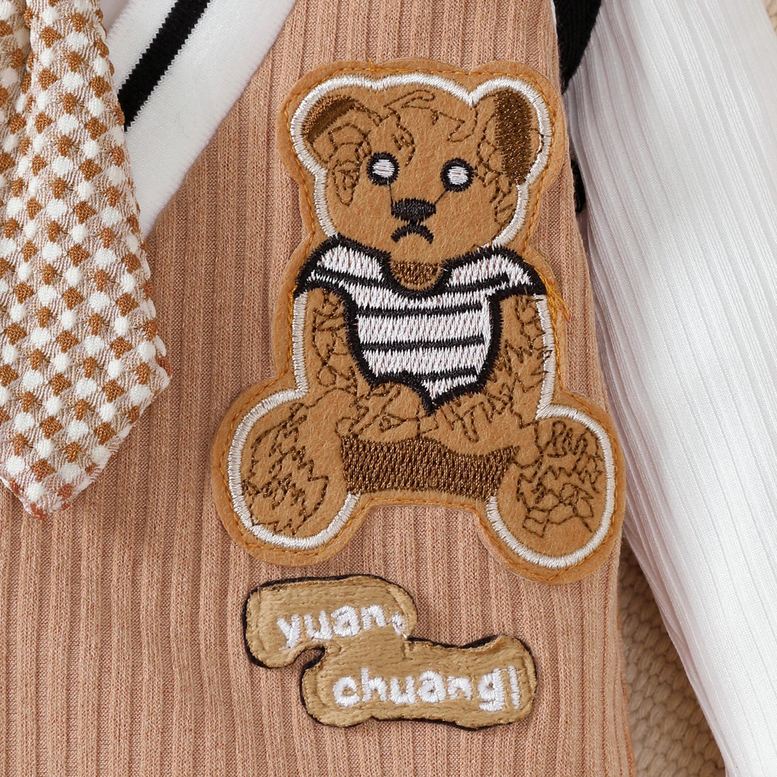 Baby boy Small Gentleman Jumpsuit Cartoon Teddy Bear Long sleeves Jumpsuit  for 0-18 Month Baby boys' Birthday Party Costumes