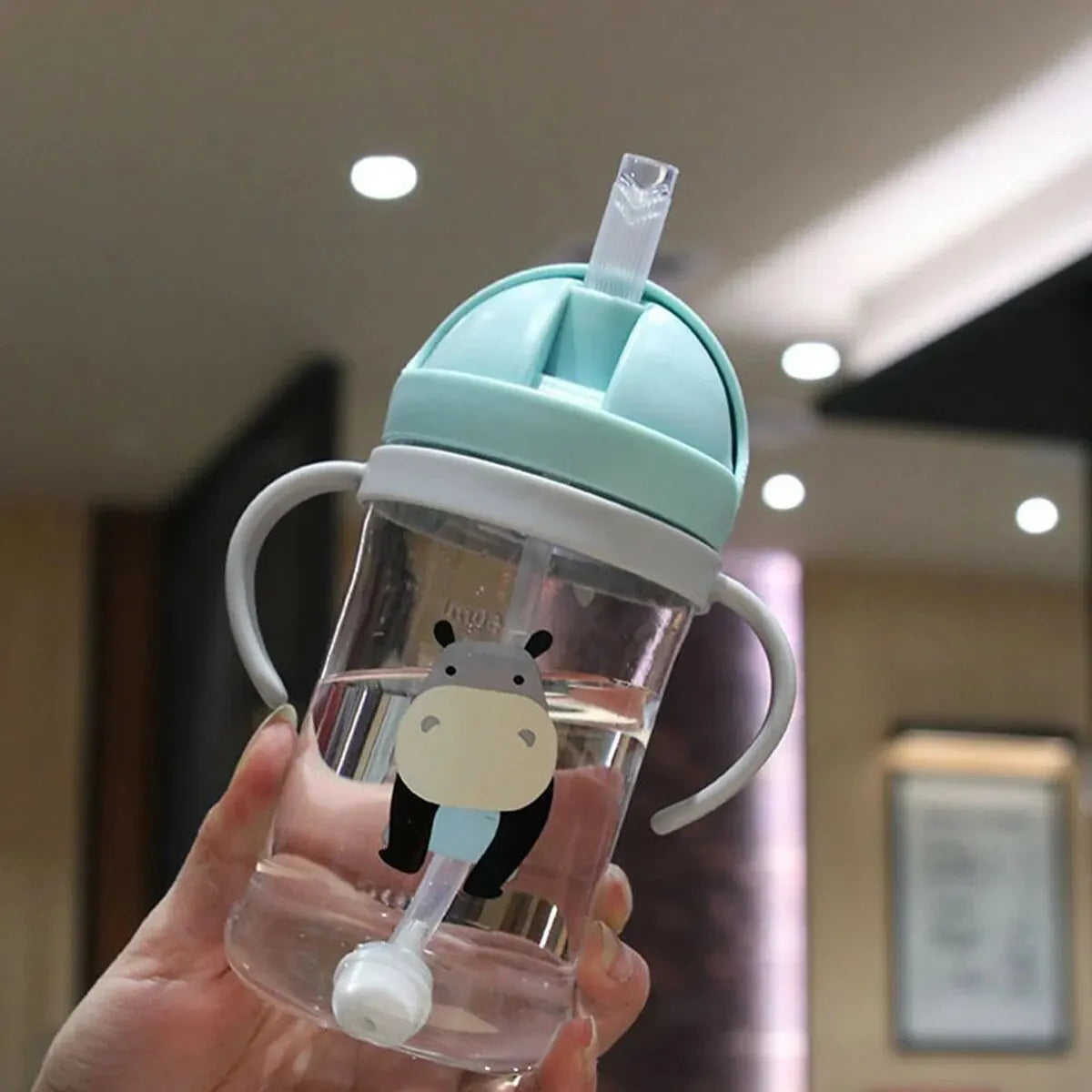 Kids Water Bottle 350ml Leak Proof Sippy Cup with Gravity Ball Straw Wide Mouth for Toddler Baby Cup Auto-Sealing Straw Cup