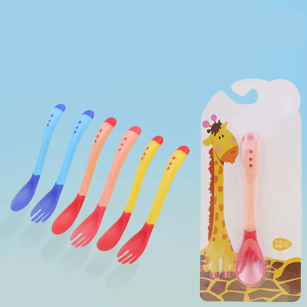 6Pcs Baby Spoon Temperature Color Changing Heat Sensing Infant Feeding Safety Spoon Smooth Eco-Friendly Material