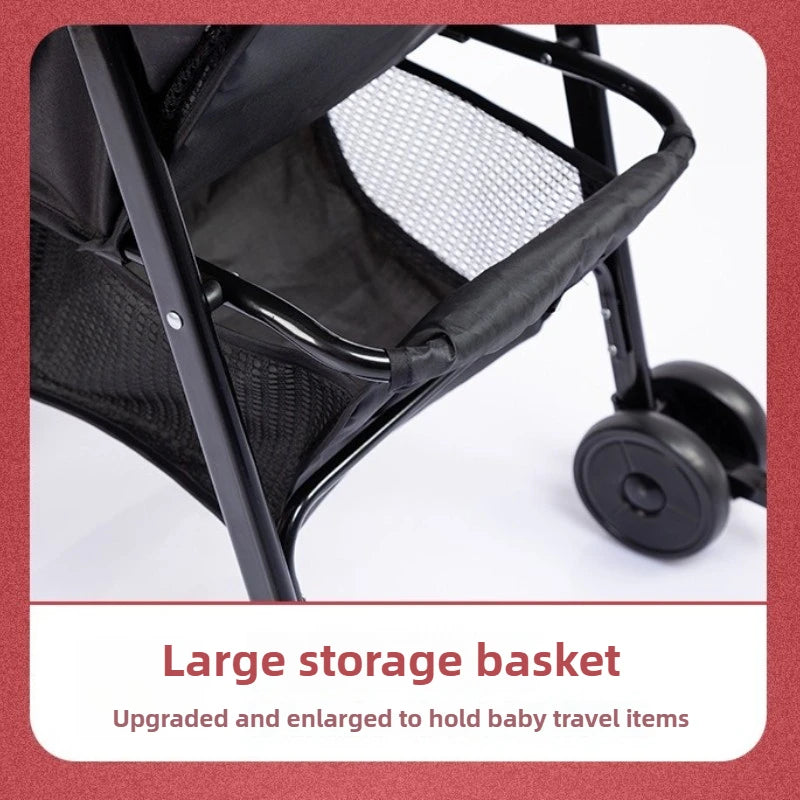Foldable and Lightweight Baby Stroller for Sitting and Lying, Shock-absorbing and Brake-resistant for All Seasons