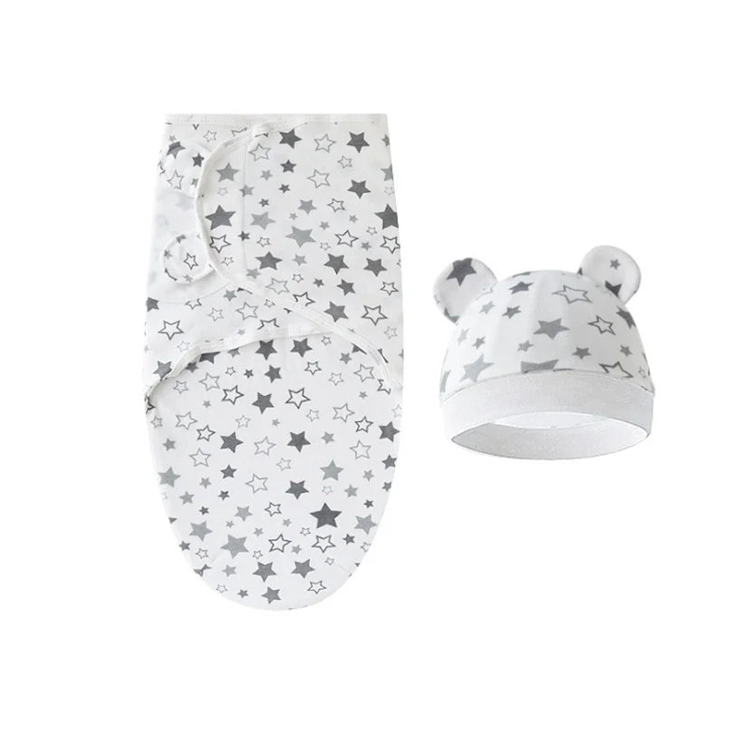 Pure cotton skin-friendly newborn baby wrap, easy to wear with, easy to change diapers, with a cap, give baby more protection