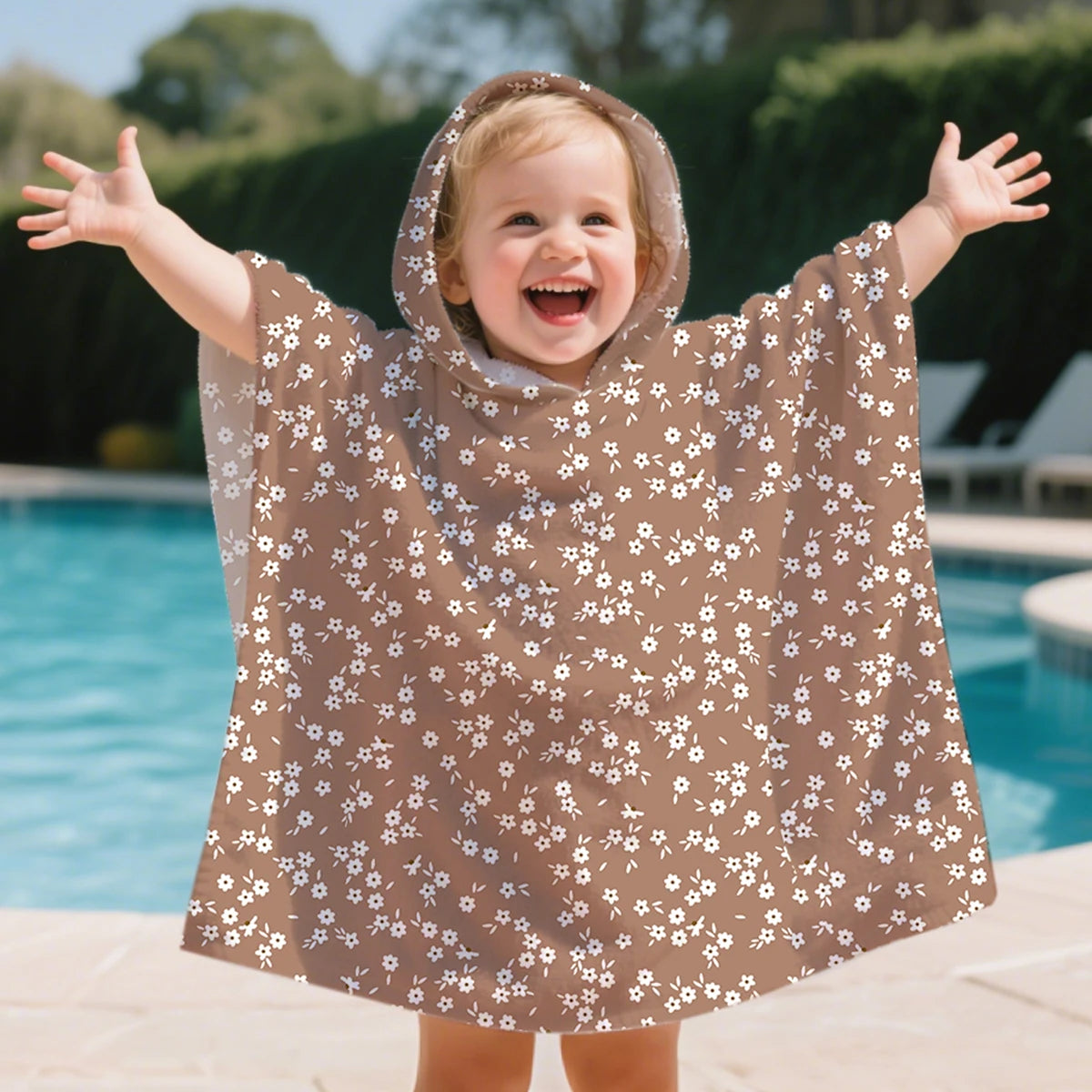 1Pc Children's Hooded Bathrobe Microfiber Beach Bathroom Pool Towel Robes Child Kid Hooded Cloak Bathrobe