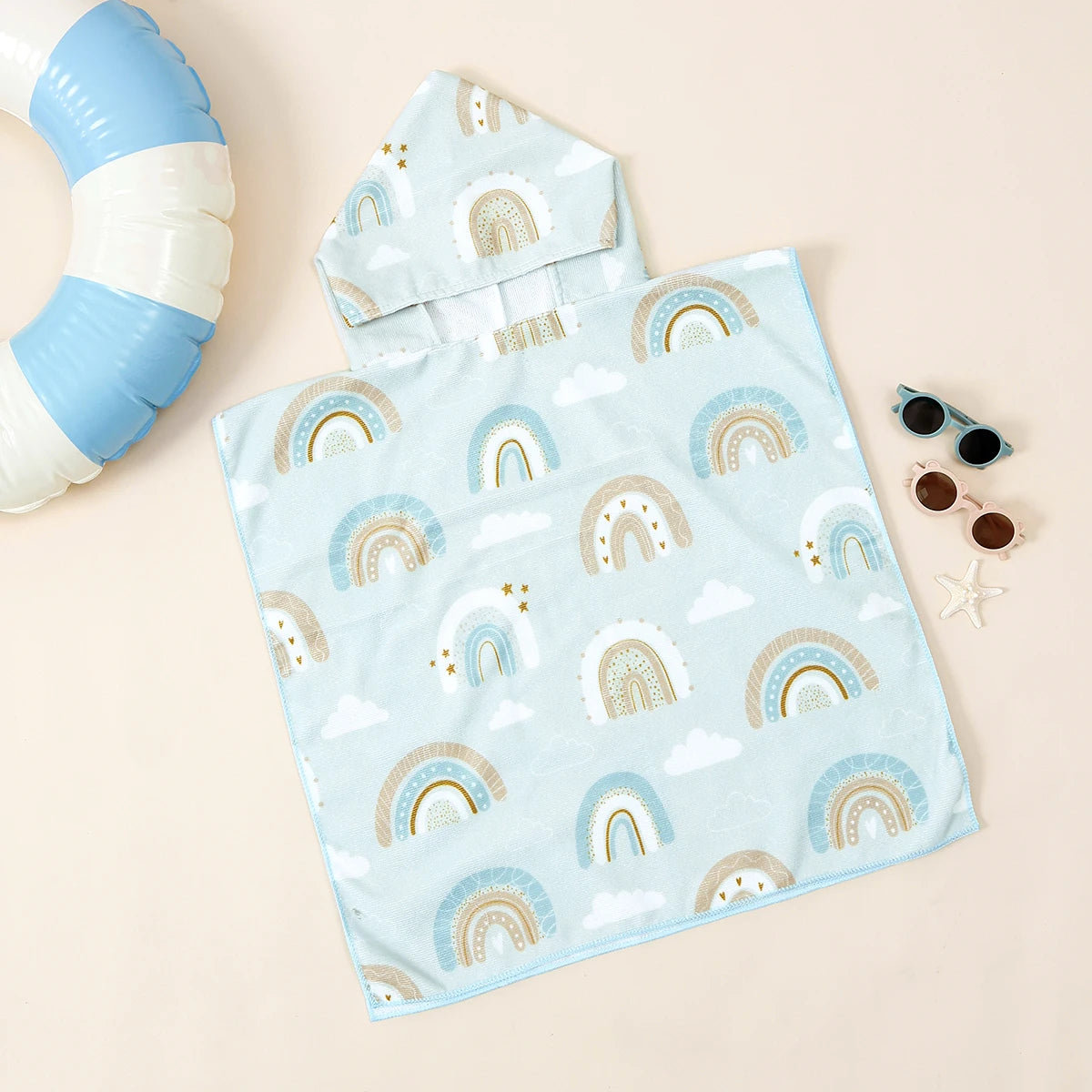 1Pc Children's Hooded Bathrobe Microfiber Beach Bathroom Pool Towel Robes Child Kid Hooded Cloak Bathrobe