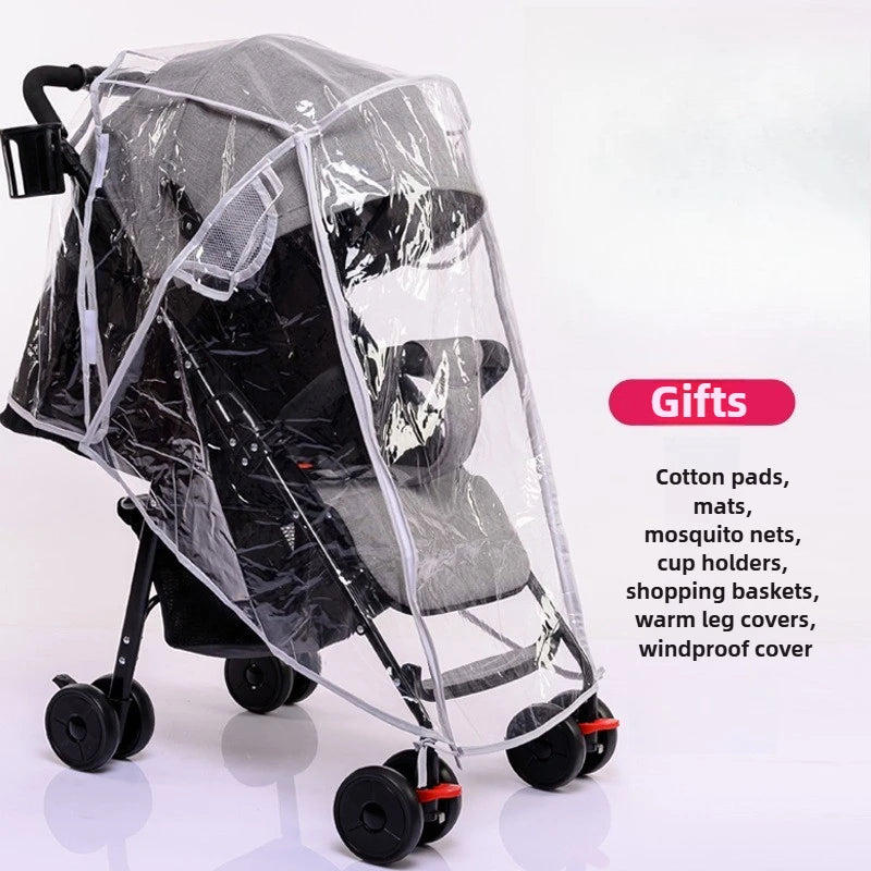 Foldable and Lightweight Baby Stroller for Sitting and Lying, Shock-absorbing and Brake-resistant for All Seasons