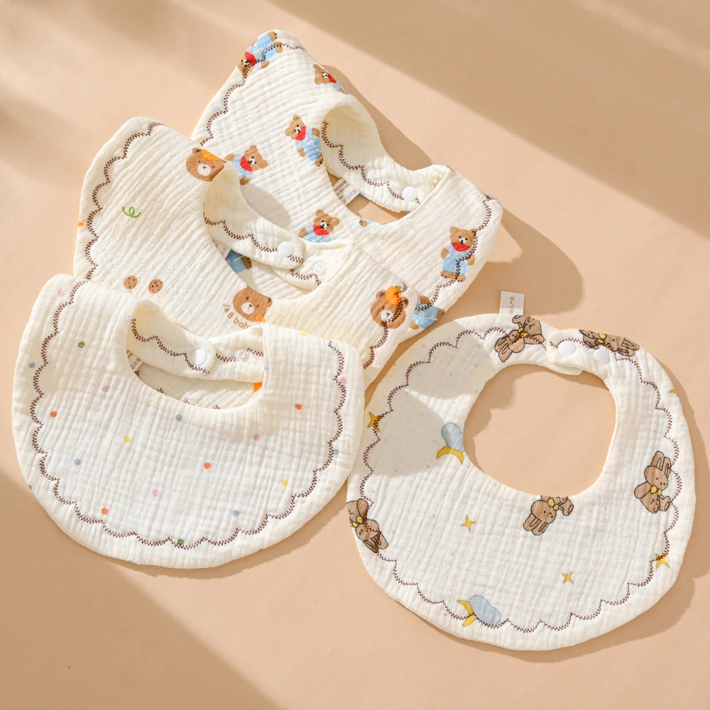 Baby Bib 100% Cotton Quality Cotton Yarn Comfortable And Breathable Can Be Worn Inside Out Two-Gear Adjustme Newborn Spit Cloth