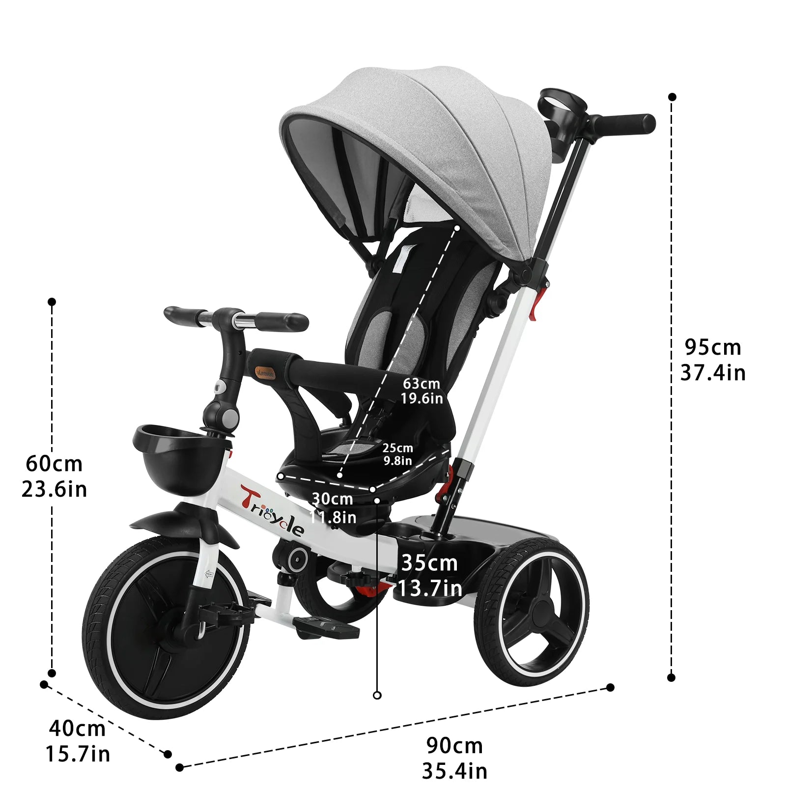 Baby Stroller Tricycle Ride Bike , 5-in-1, Adjustable Canopy, Sitting & Lying,Celerity Disassembly & Assembly,1-5 Years