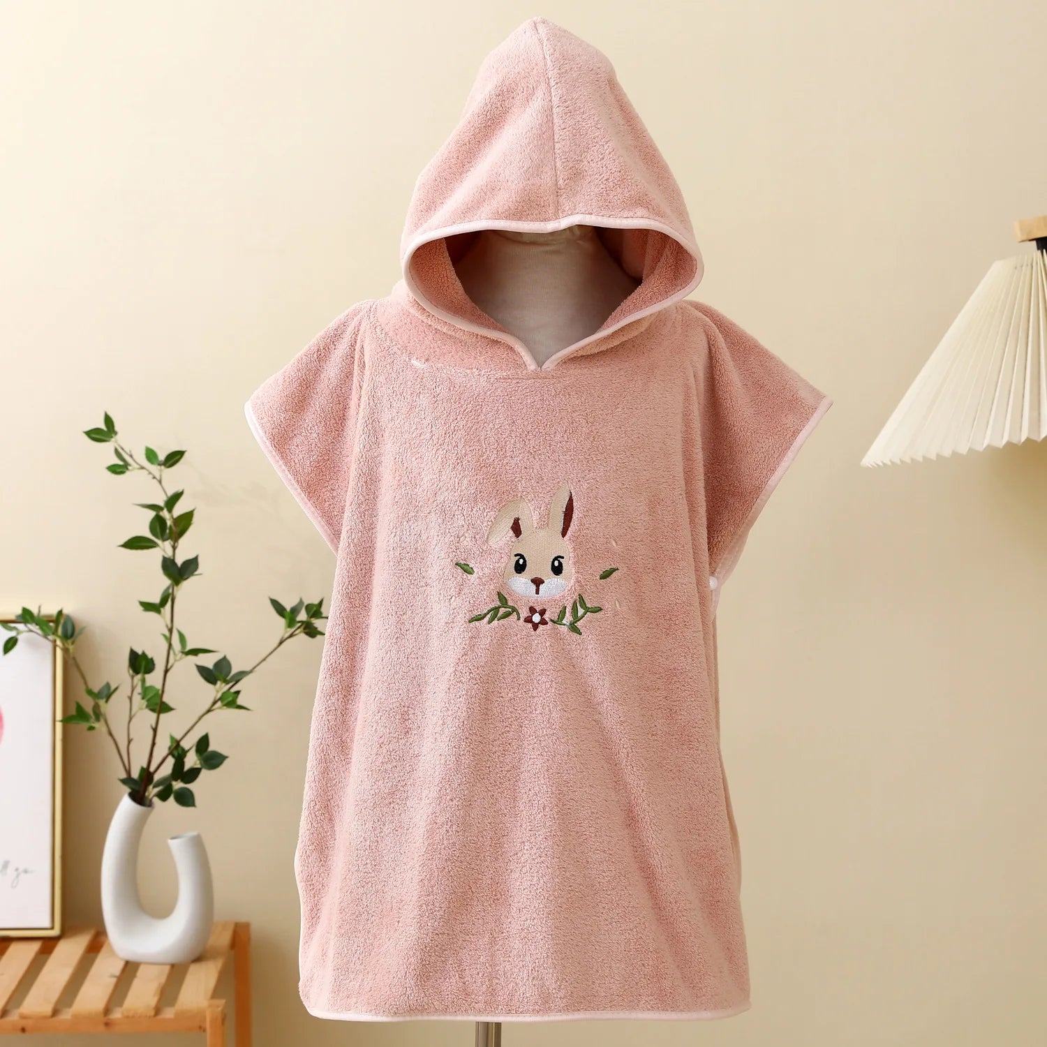 Coral Fleece Hooded Bath Towel Baby Cloak 60X120cm Cartoon Bear Rabbit Children's Bathrobe Baby Beach Towel