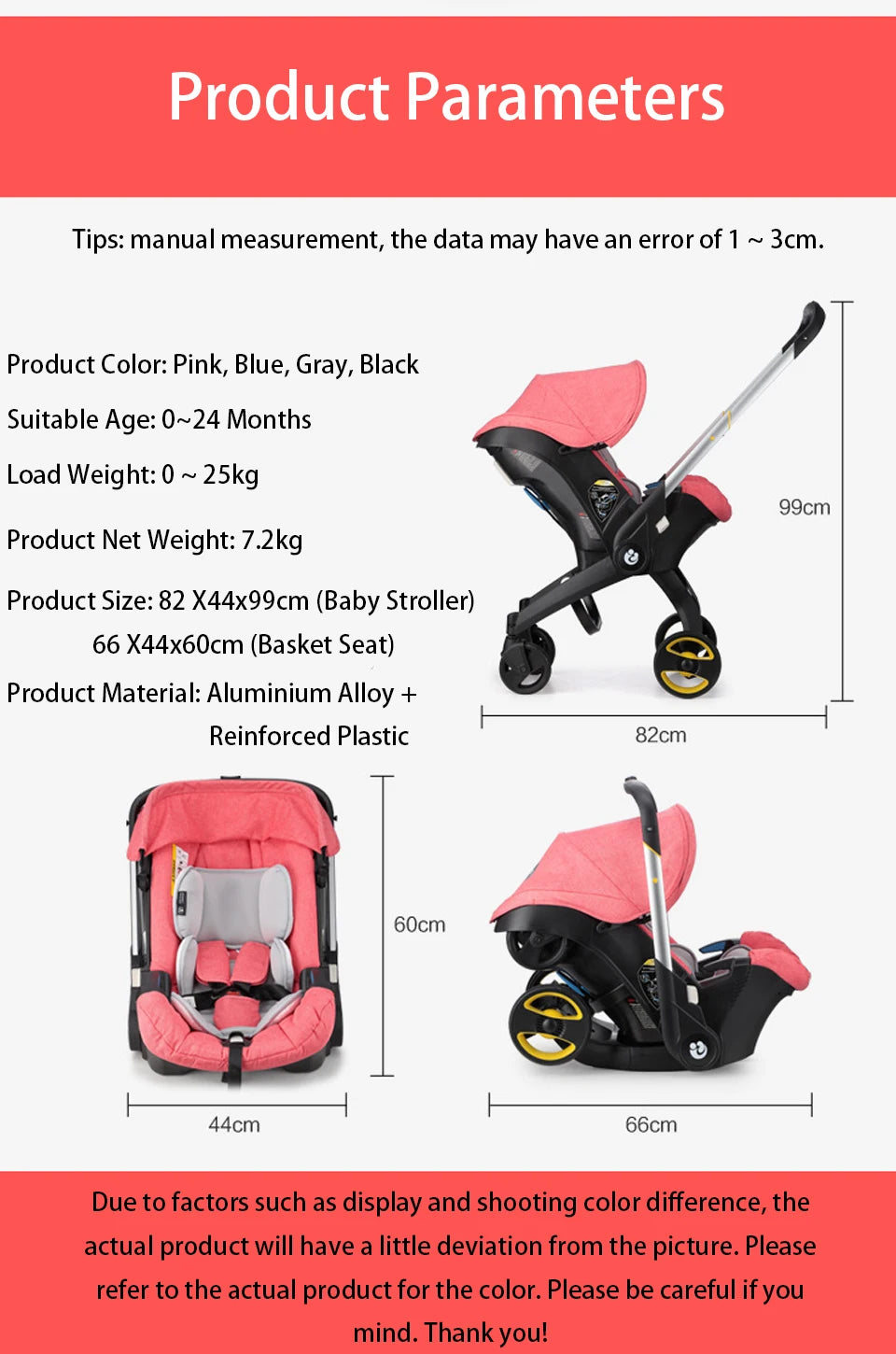 Baby Stroller 3 in 1 High Landscape Newborn Car Seat Stroller Infant Trolley Wagon Portable Baby Pushchair Cradle Travel System