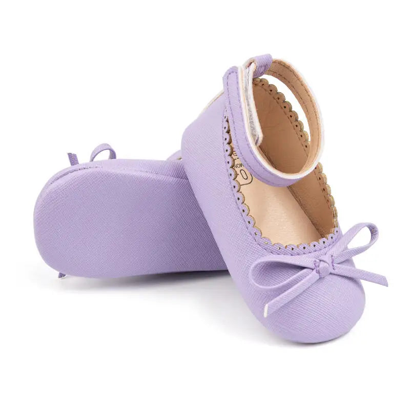 New Baby Shoes Girls' Soft-soled Leather Bowknot Party Princess Shoes Light Flat First Walkers Breathable and Anti-slip