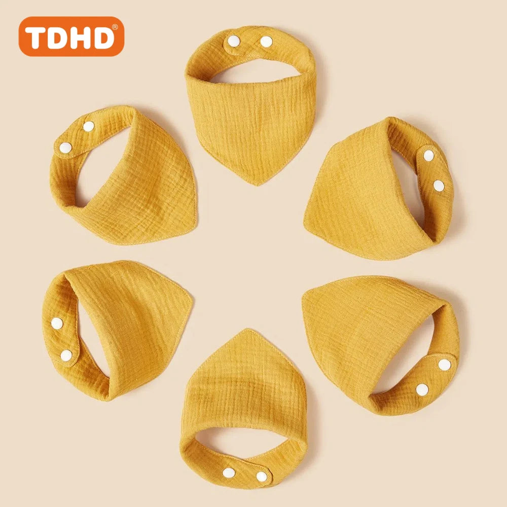TDHD 7 PCSBaby solid color pure cotton muslin drool towel soft, skin friendly, absorbent, fast fashion color muslin bib