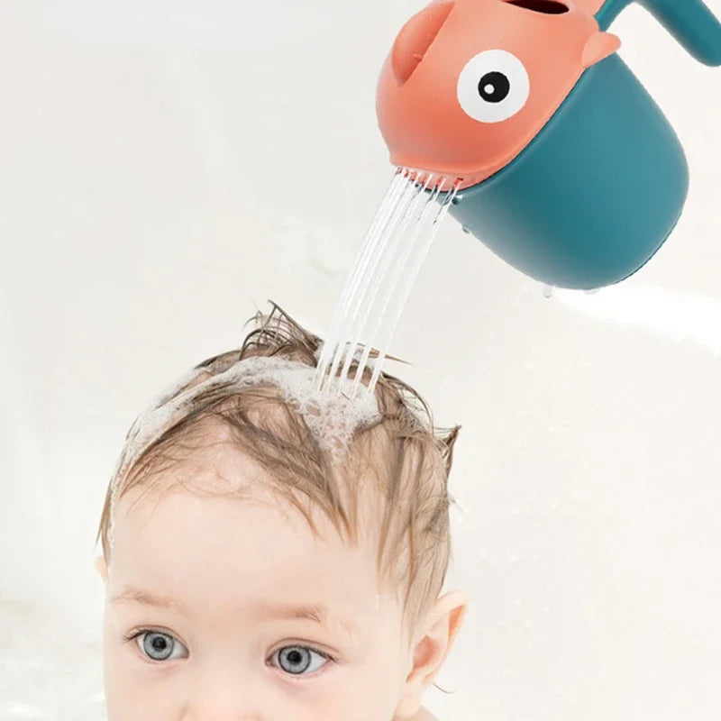 Baby Bath Shower Head Rinse Cup Cartoon Shark Cute Bathing Toy for 0-6 Years Old Infant Toddler Portable Bathroom Accessories