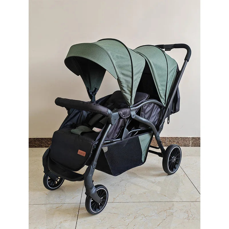 Twin baby stroller, lightweight double stroller, foldable baby stroller, high landscape, suitable for babies aged 0-3 years old