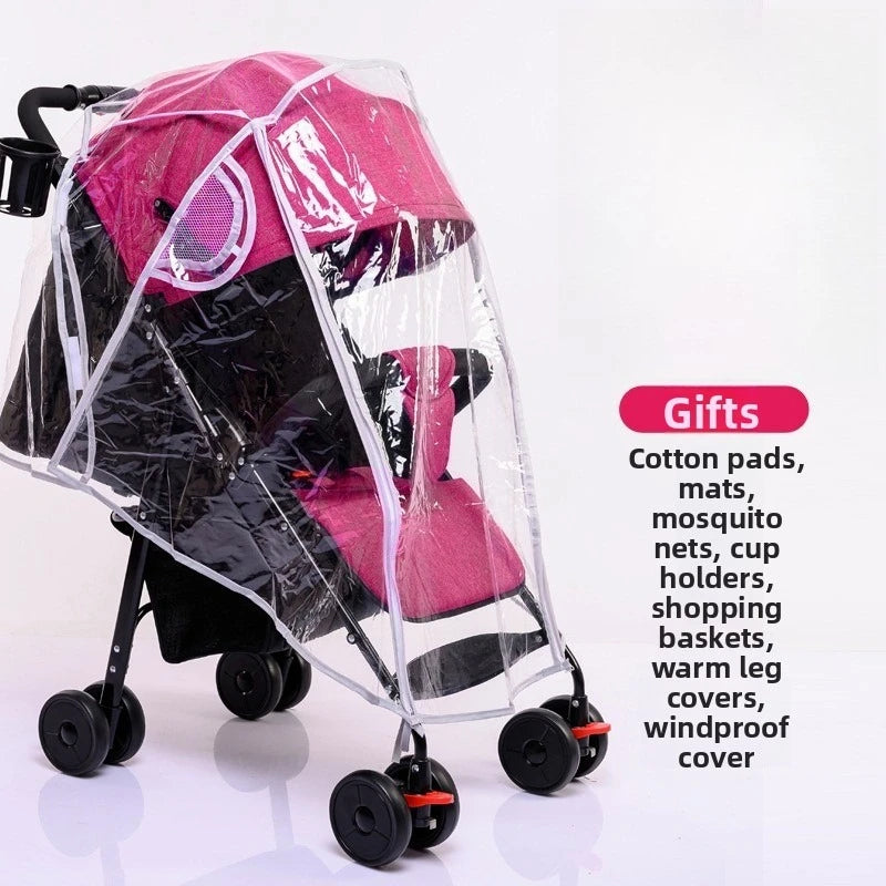 Foldable and Lightweight Baby Stroller for Sitting and Lying, Shock-absorbing and Brake-resistant for All Seasons