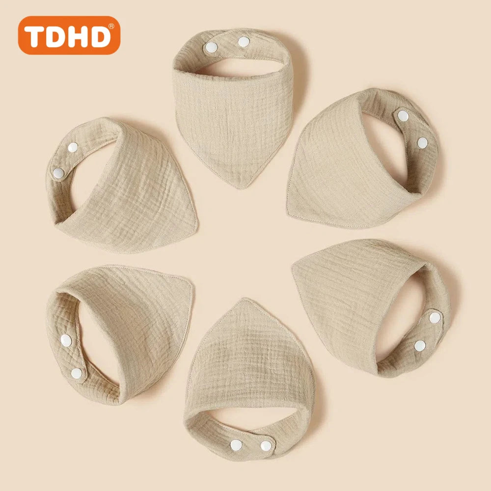 TDHD 7 PCSBaby solid color pure cotton muslin drool towel soft, skin friendly, absorbent, fast fashion color muslin bib