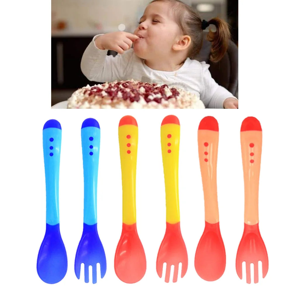6Pcs Baby Spoon Temperature Color Changing Heat Sensing Infant Feeding Safety Spoon Smooth Eco-Friendly Material