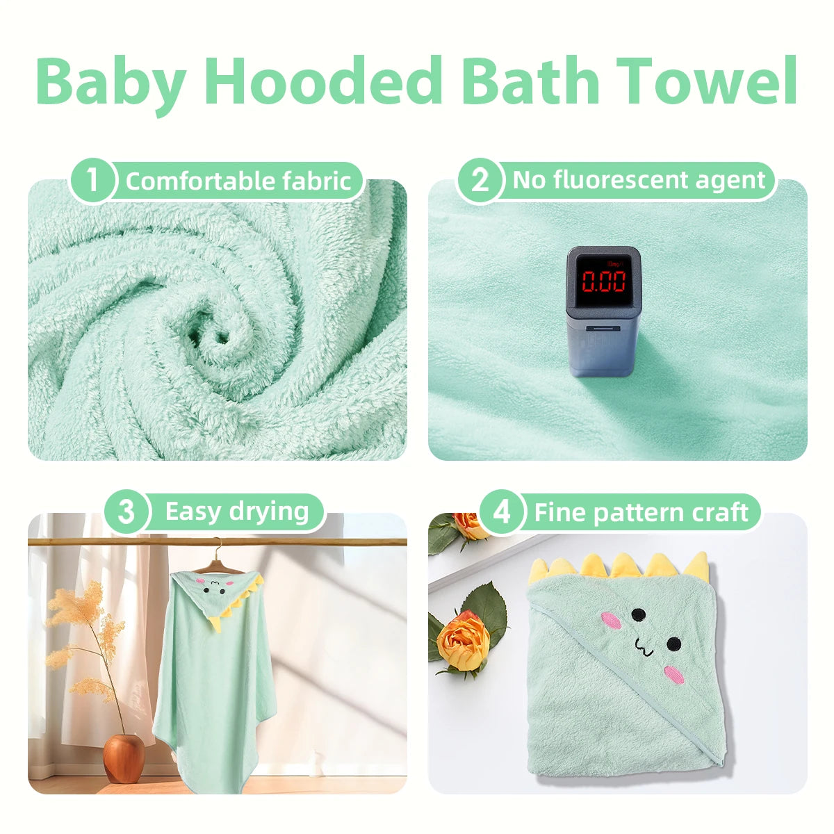 1PC Hooded Baby Towels,Absorbent Baby Bath Towel,Soft Baby Towels for Newborns,Toddlers, and Kids, 32x32 in Baby Towel with Hood