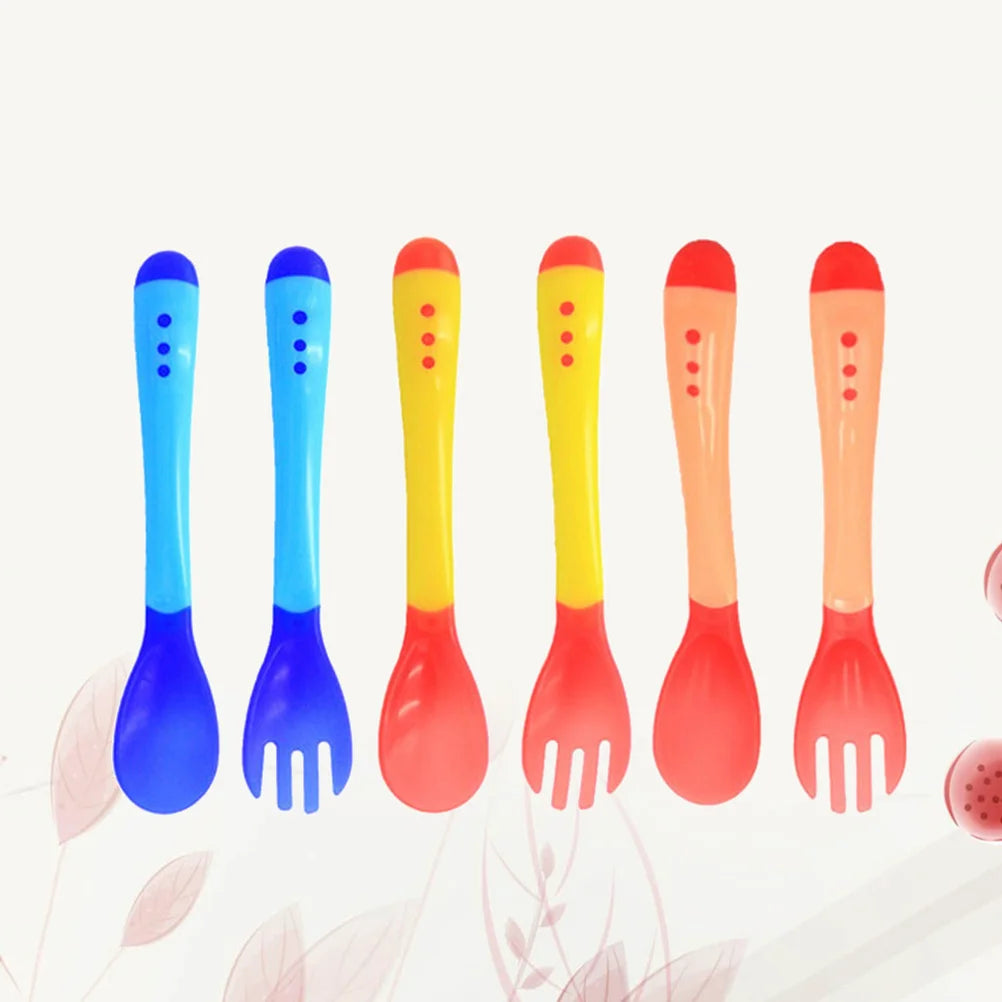 6Pcs Baby Spoon Temperature Color Changing Heat Sensing Infant Feeding Safety Spoon Smooth Eco-Friendly Material
