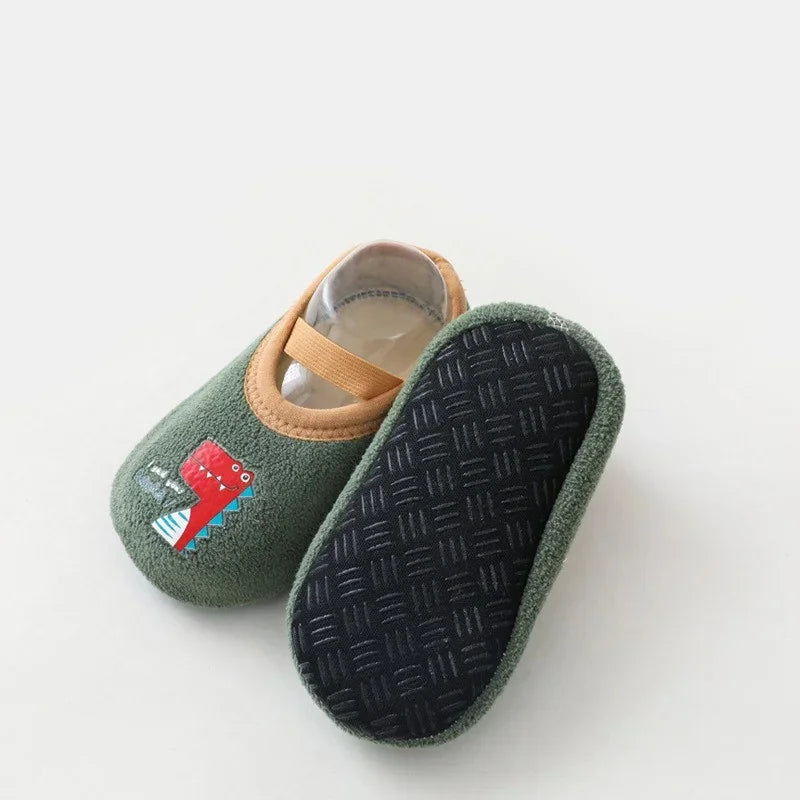 Newborn Baby Boys Girls Anti Slip Cartoon Shoes Winter Indoor Outdoor Slippers Infant Floor First Walk Shoes with Rubber Sole