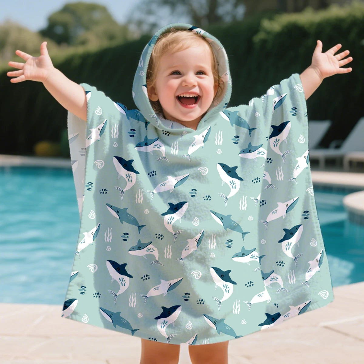 1Pc Children's Hooded Bathrobe Microfiber Beach Bathroom Pool Towel Robes Child Kid Hooded Cloak Bathrobe