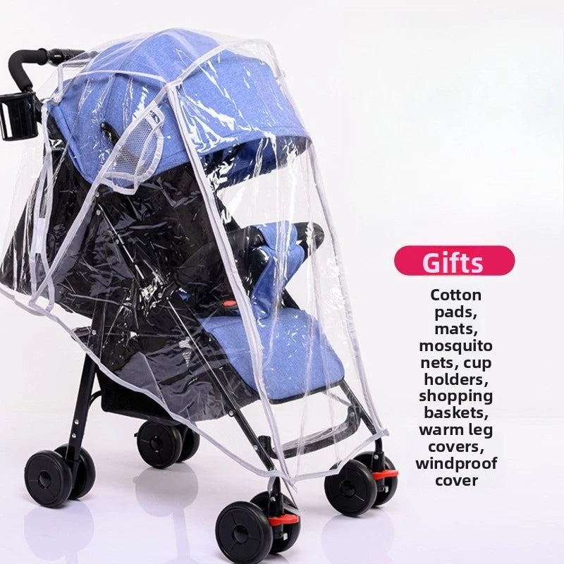 Foldable and Lightweight Baby Stroller for Sitting and Lying, Shock-absorbing and Brake-resistant for All Seasons