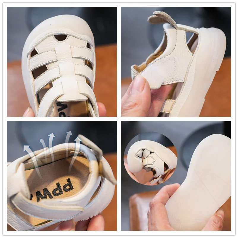 Baby Girls Boys Sandals Summer Infant Toddler Shoes Genuine Leather Soft-soled School Kids Casual Shoes Children Beach Sandals