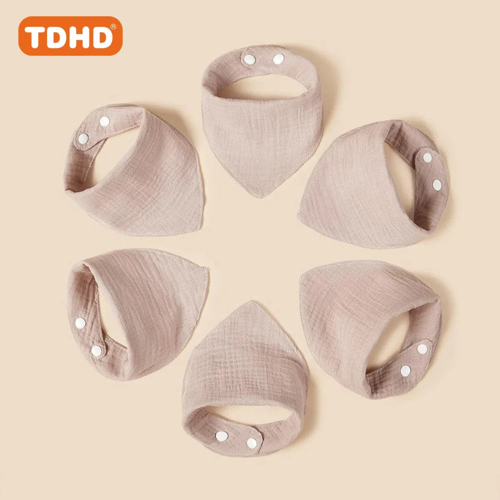 TDHD 7 PCSBaby solid color pure cotton muslin drool towel soft, skin friendly, absorbent, fast fashion color muslin bib