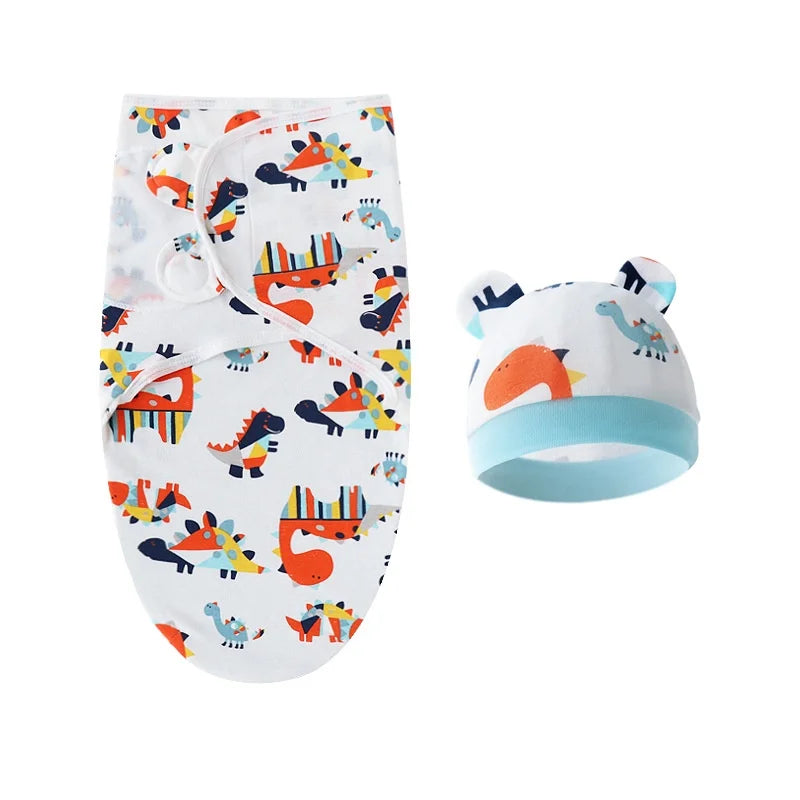 Pure cotton skin-friendly newborn baby wrap, easy to wear with, easy to change diapers, with a cap, give baby more protection