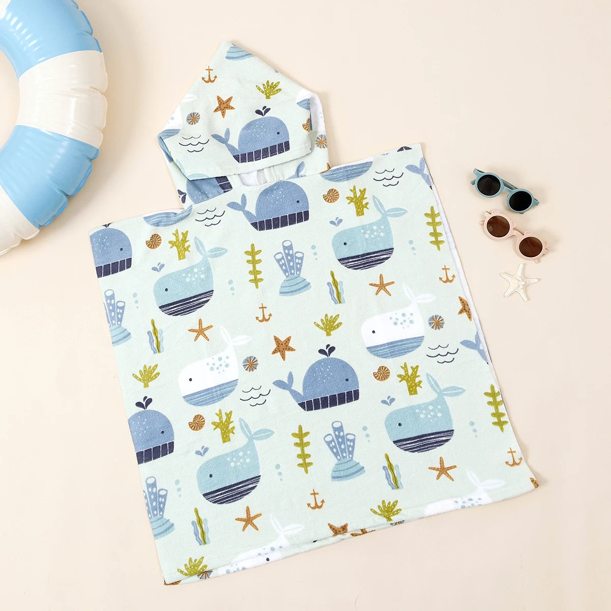 1Pc Children's Hooded Bathrobe Microfiber Beach Bathroom Pool Towel Robes Child Kid Hooded Cloak Bathrobe