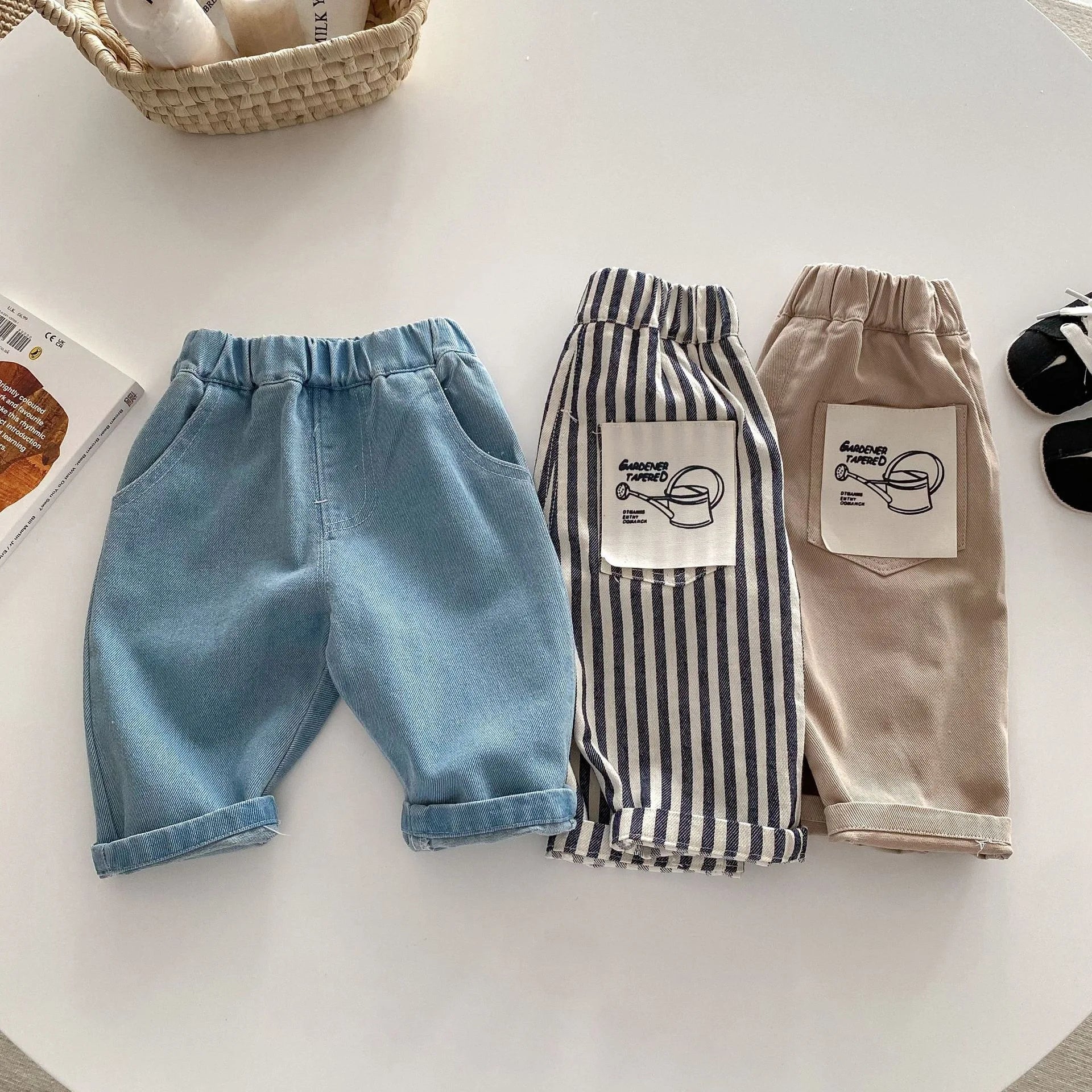 Autumn Clothes Children's Pants Casual 0-5 Years Old Korean Soft Denim Children's Clothing Boys Fashion Striped Pants Infant