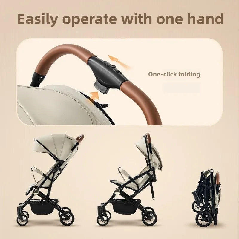 Portable Baby Stroller, Easy To Store Lightweight Travel Baby Stroller Portable Four-wheel Baby Stroller Can Sit or Lie Down