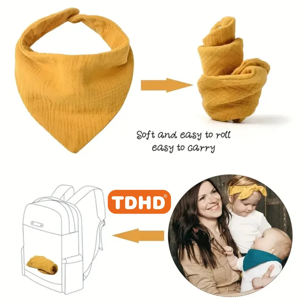 TDHD 7 PCSBaby solid color pure cotton muslin drool towel soft, skin friendly, absorbent, fast fashion color muslin bib