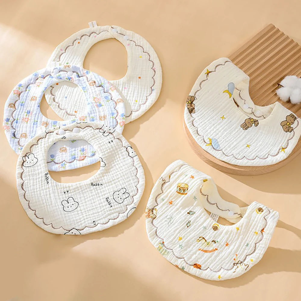 Baby Bib 100% Cotton Quality Cotton Yarn Comfortable And Breathable Can Be Worn Inside Out Two-Gear Adjustme Newborn Spit Cloth