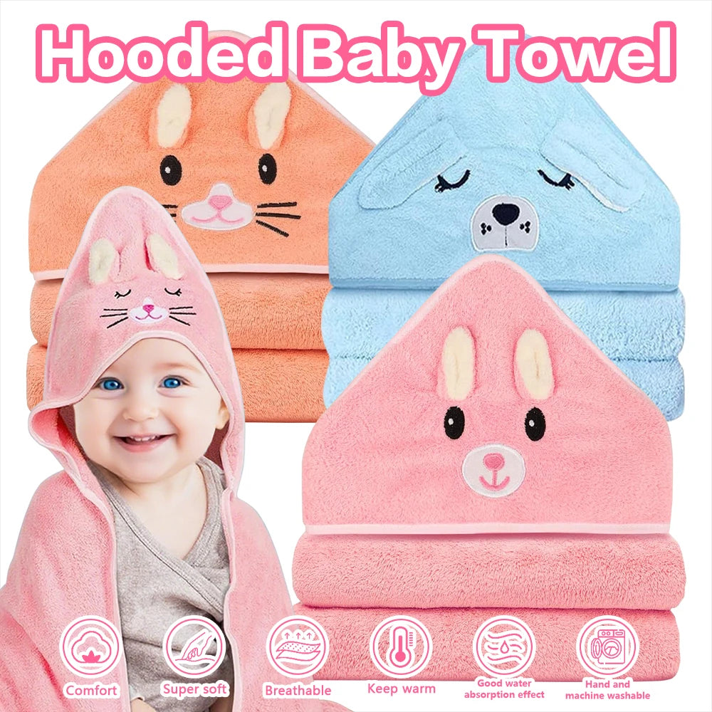 1PC Hooded Baby Towels,Absorbent Baby Bath Towel,Soft Baby Towels for Newborns,Toddlers, and Kids, 32x32 in Baby Towel with Hood