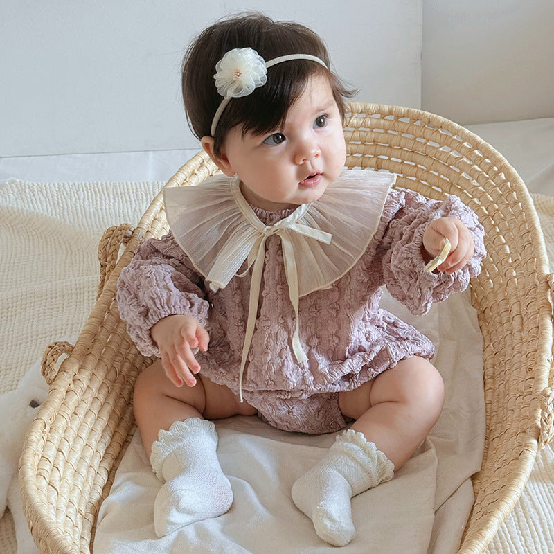 Autumn Arrival Baby Girls Long Sleeves Purple Onesies