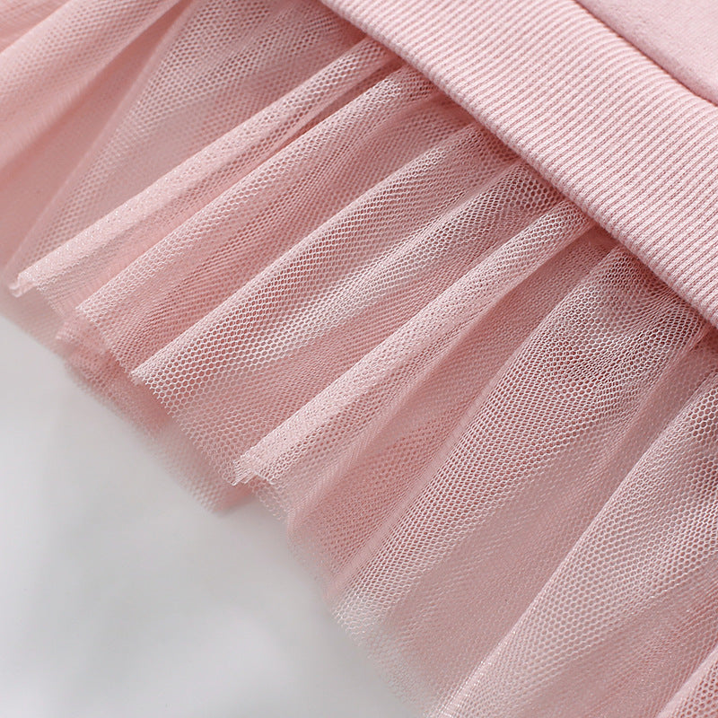 Summer Arrival Dancing Mouse Pattern Short Sleeves Tulle Dress for Stylish Girls